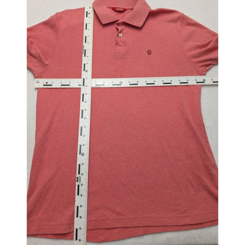 IZOD Luxury Sport Polo Shirt Mens M Coral Pink‎ Short Sleeve Heathered